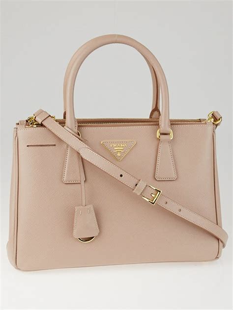 Prada BN1801 Saffiano Lux Double Zip Handbag Cammeo 